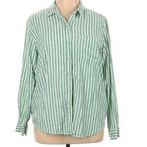 Universal Thread Size XL Long sleeve button-down green striped shirt